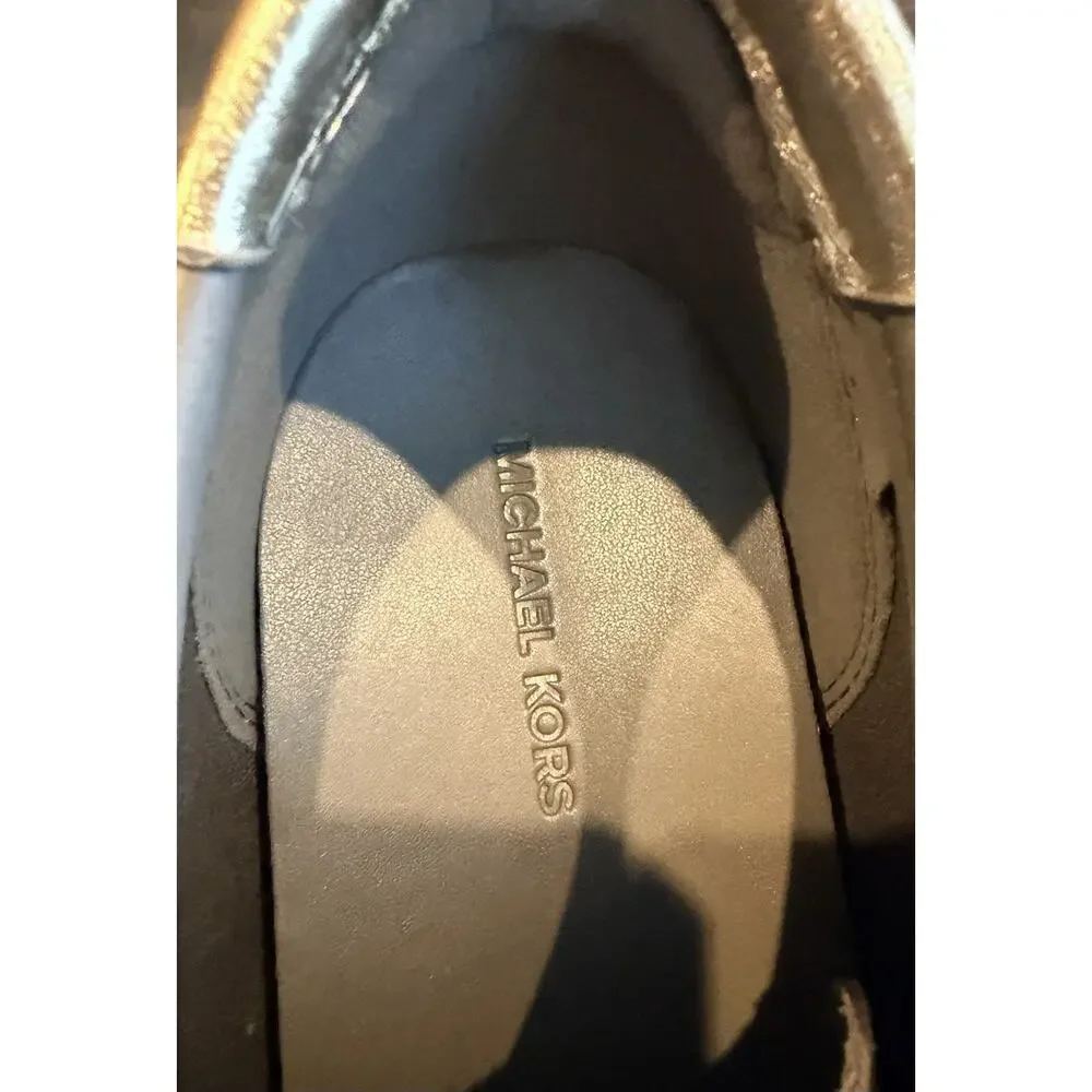 MICHAEL Michael Kors Hayes Platform Gray Leather Sneakers Women's Size 10M NWT